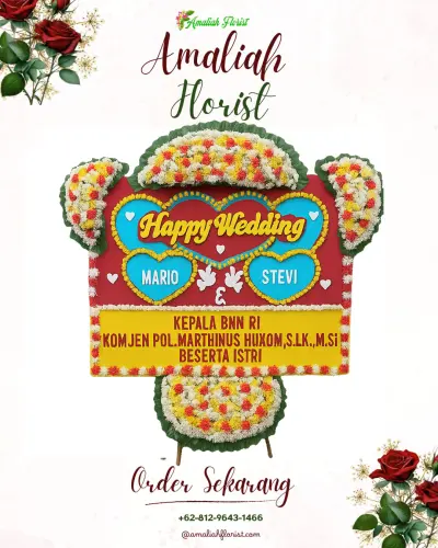 Karangan Papan Bunga Pernikahan di Samplangan
